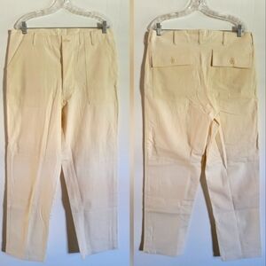 The Elder Statesman 100% Baby Alpaca Straight Leg Cargo Pants High Rise Ivory